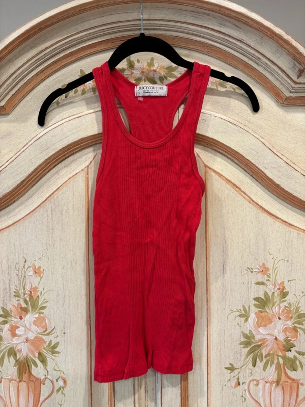 Juicy Couture red ribbed tank top Y2K vintage size small - Picture 1 of 4